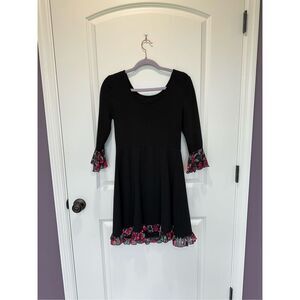 Every Body Every Wear Black Pink Floral Ruffle Dress Size Small